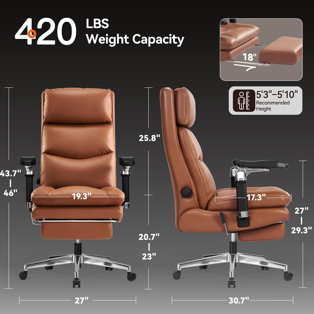 Brown Reclining Executive Office Chair with Flip-Up Armrests T26496