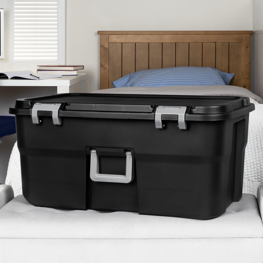 Black 22Gal Wheeled Lockable Storage Footlocker X876