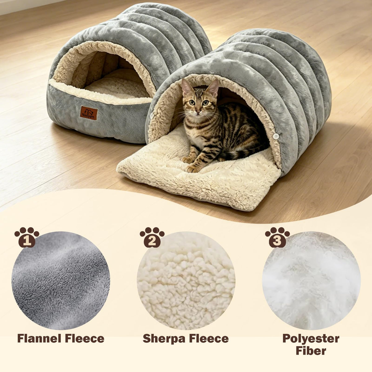 Covered Cat Bed Cave Grey P956