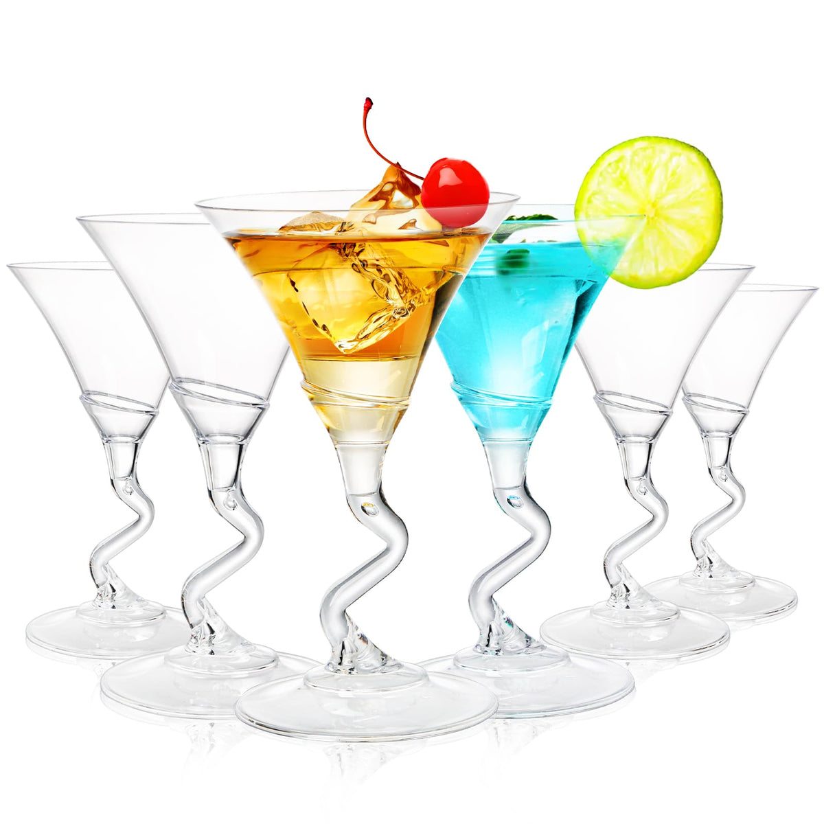 18 Pack 5 Oz Plastic Martini Glasses with Twisted Stem J9414