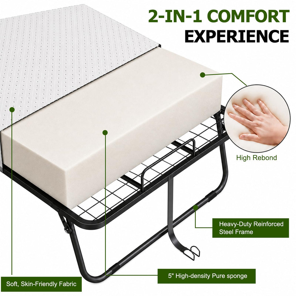 Folding Bed with Mattress Twin 75 x 38 in B430