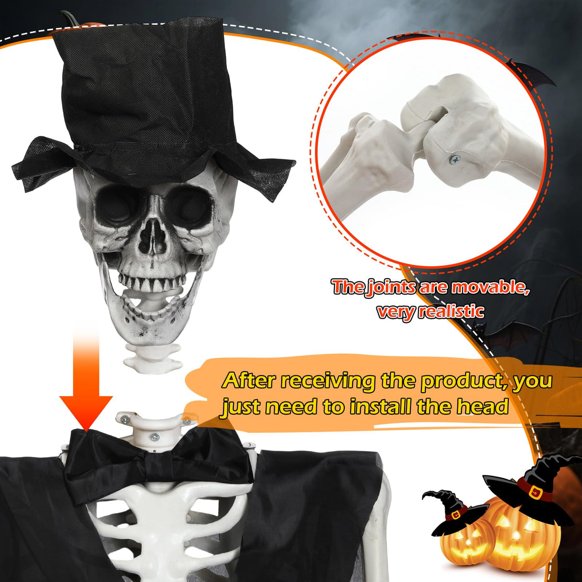 2 Set 5.4 Ft Posable Skeleton Decor I6311