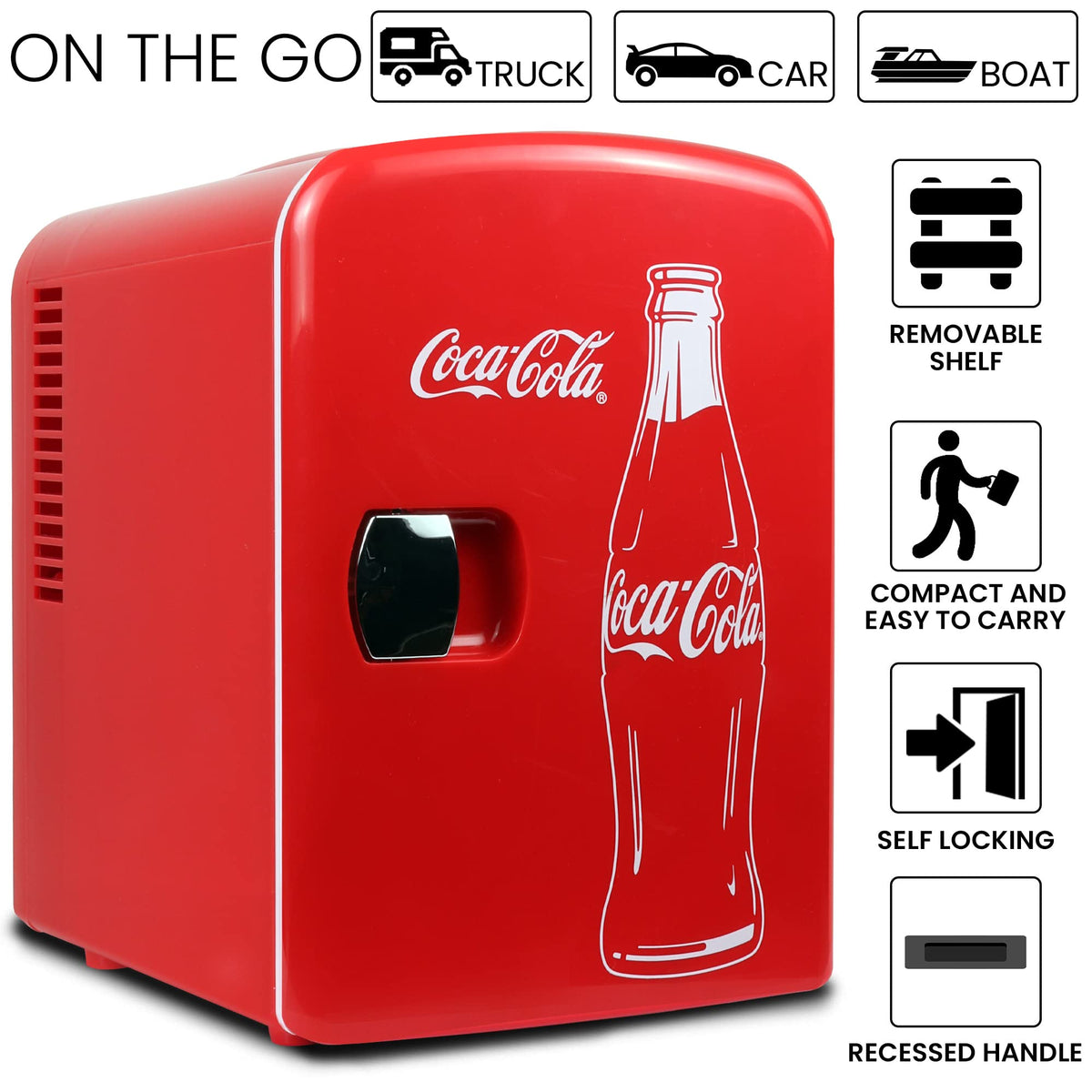 4L 6 Can Mini Fridge Portable Cooler Red M836386