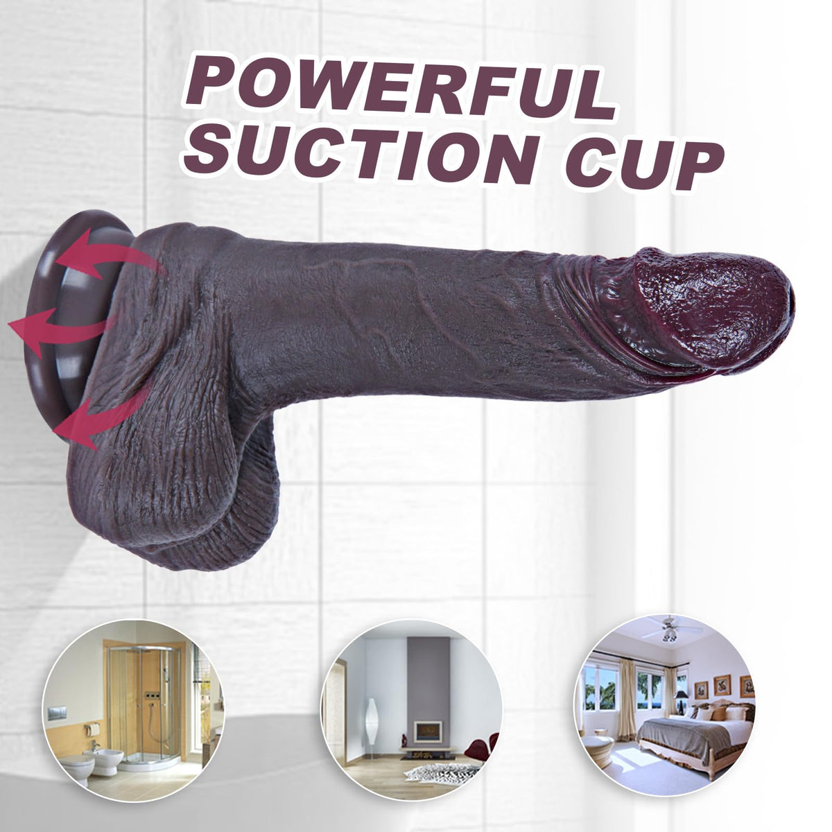 7.5" Black Silicone Dildo with Suction Cup D317
