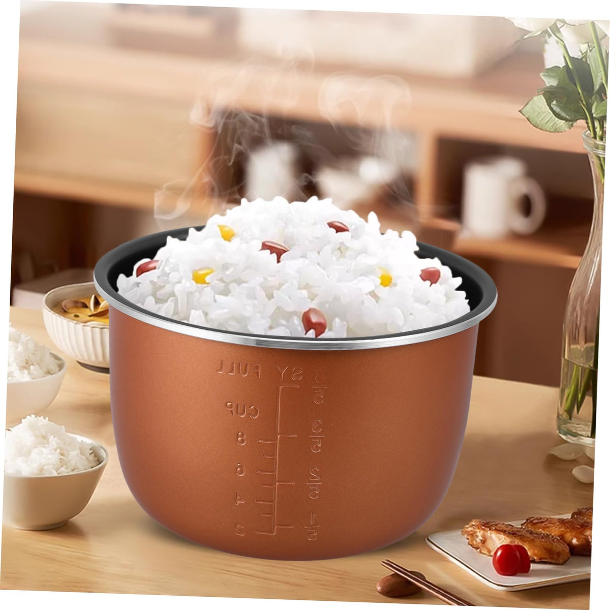 Non Stick Electric Cooker Inner Pot Aluminum Alloy Brown X87805