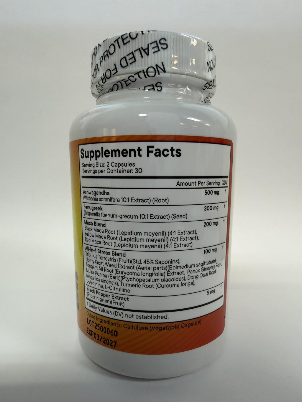 Ashwagandha Maca Root Fenugreek Tongkat Ali Ginseng 120 Count Supplement G786