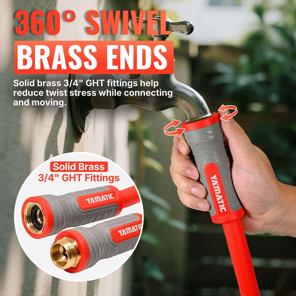 100FT 5/8" Garden Hose Brass Swivel Handle 600 PSI R7949