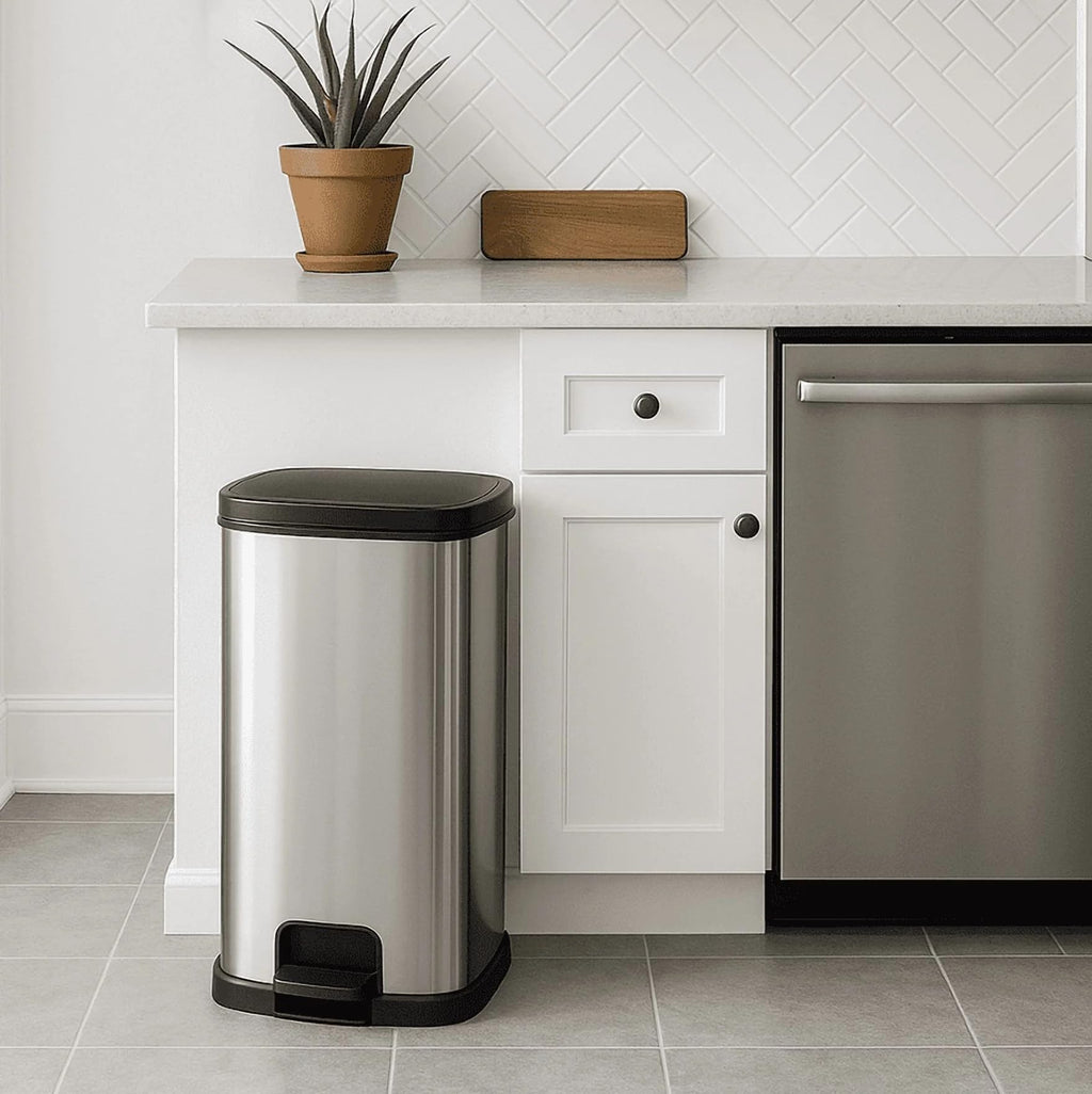 13 Gal Stainless Silver Step Trash Can T429