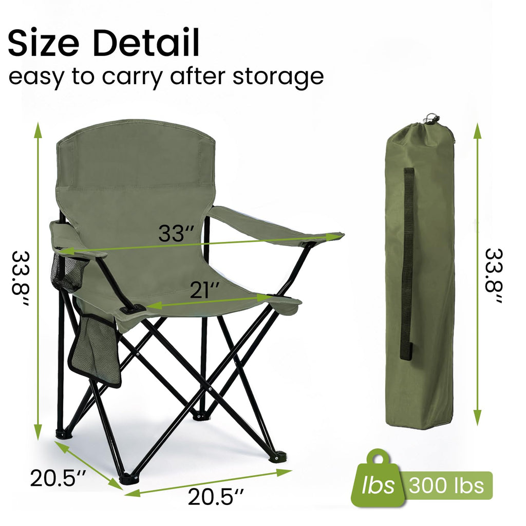 2 Pack Olive Green Portable Folding Camping Chair Z2418