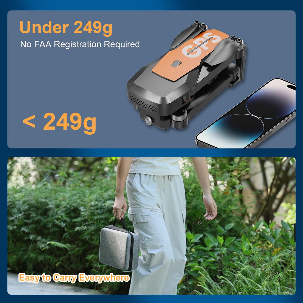 4K Camera Drone with GPS Auto Return Foldable 249g M740384