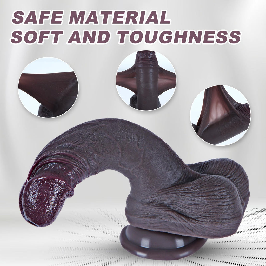 7.5" Black Silicone Dildo with Suction Cup D317