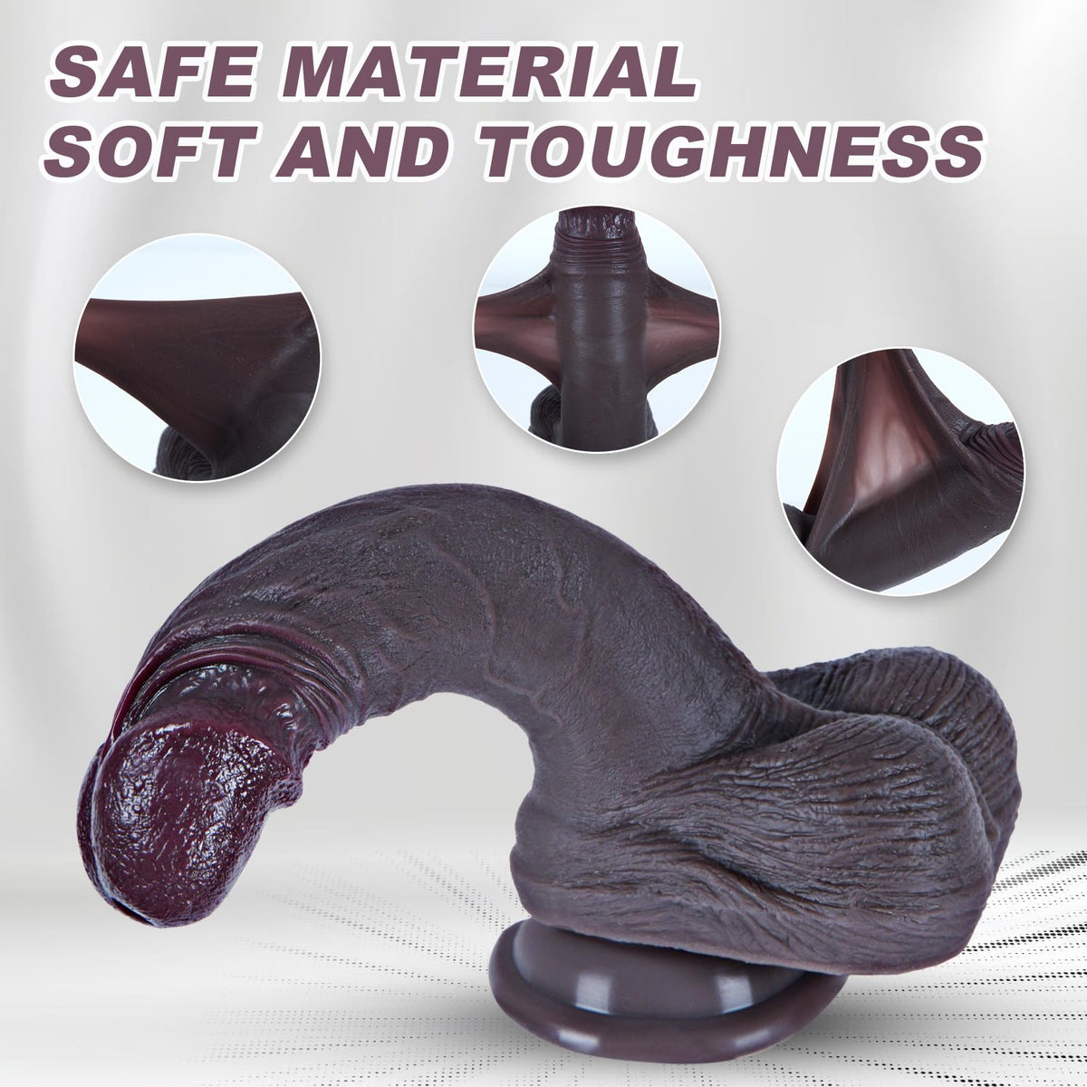 7.5" Black Silicone Dildo with Suction Cup D317