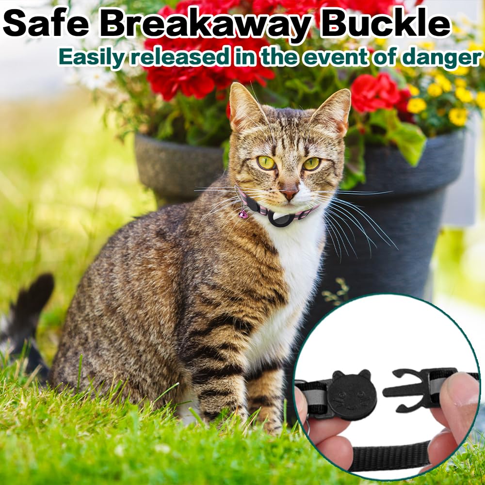 Breakaway Reflective Cat Collar with Air Tag Holder K8802