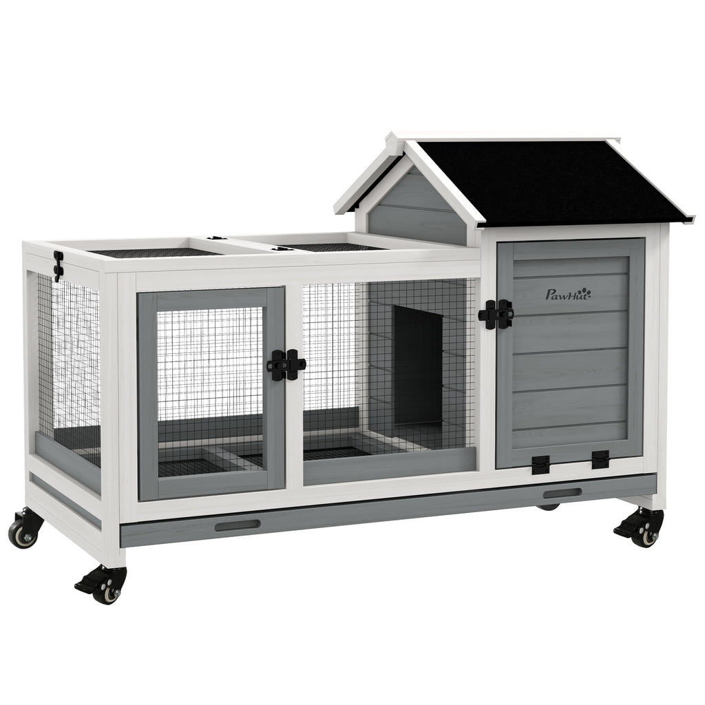 Wooden Rabbit Hutch with Wheels I2251