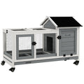 Wooden Rabbit Hutch with Wheels I2251