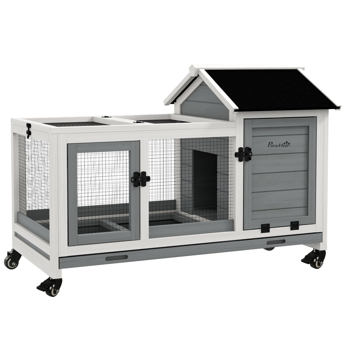 Wooden Rabbit Hutch with Wheels I2251