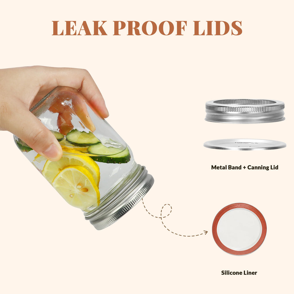 20 Pcs 12oz Glass Mason Jars With Lids K3794