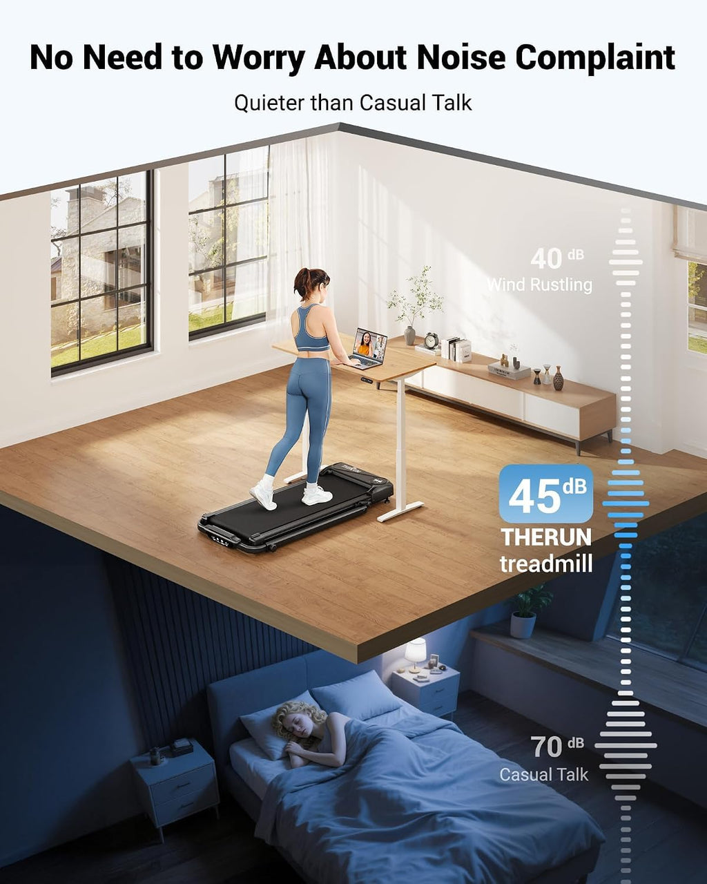 2 in 1 Under Desk Portable Treadmill U2818