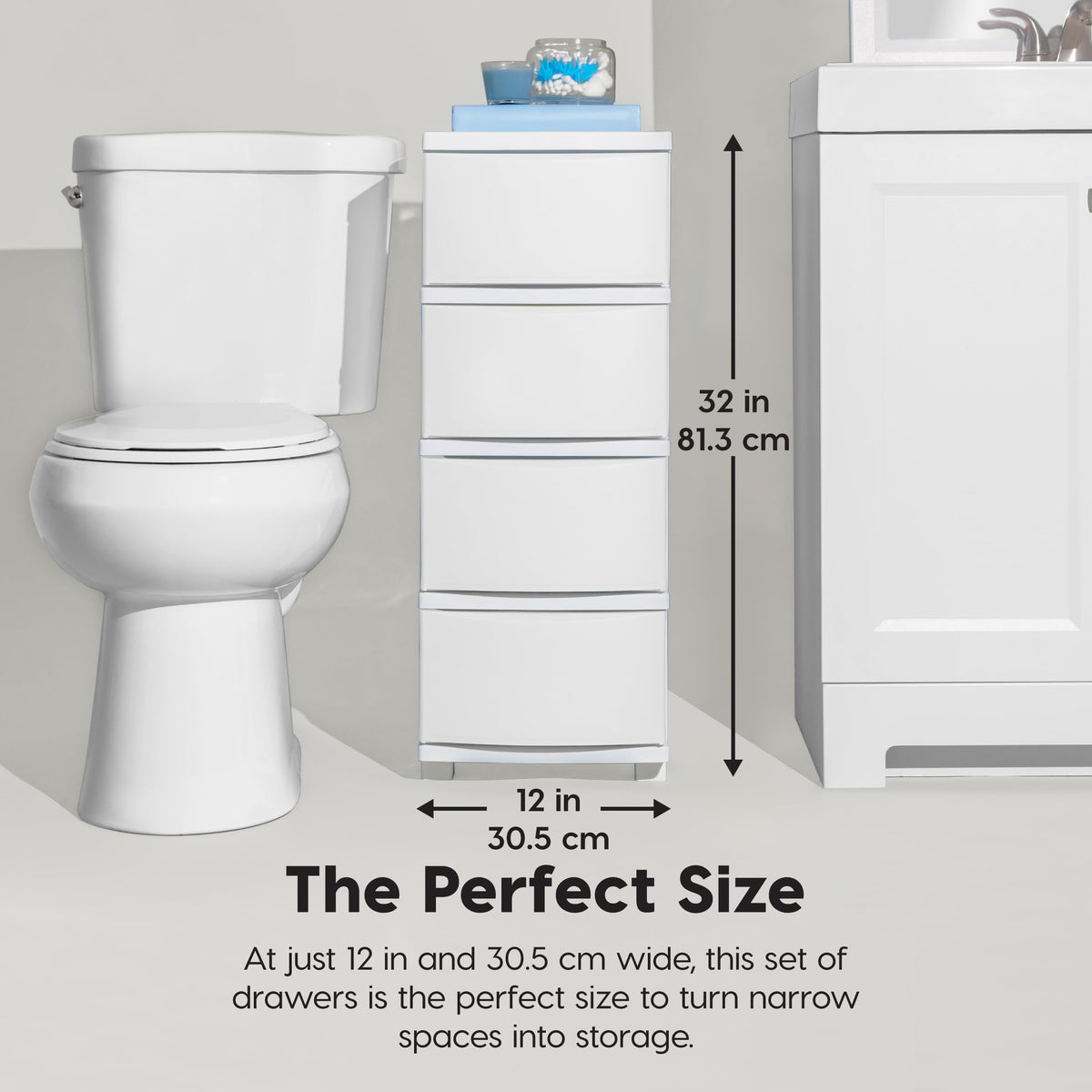 White 4 Drawer Slim Narrow Storage Organizer K436