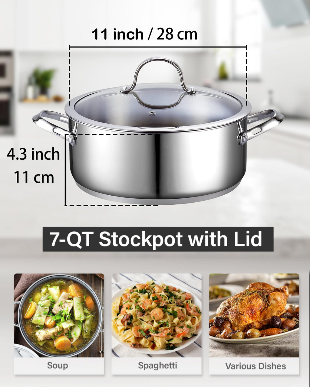 7 Quart Stainless Steel Stock Pot with Lid E957411