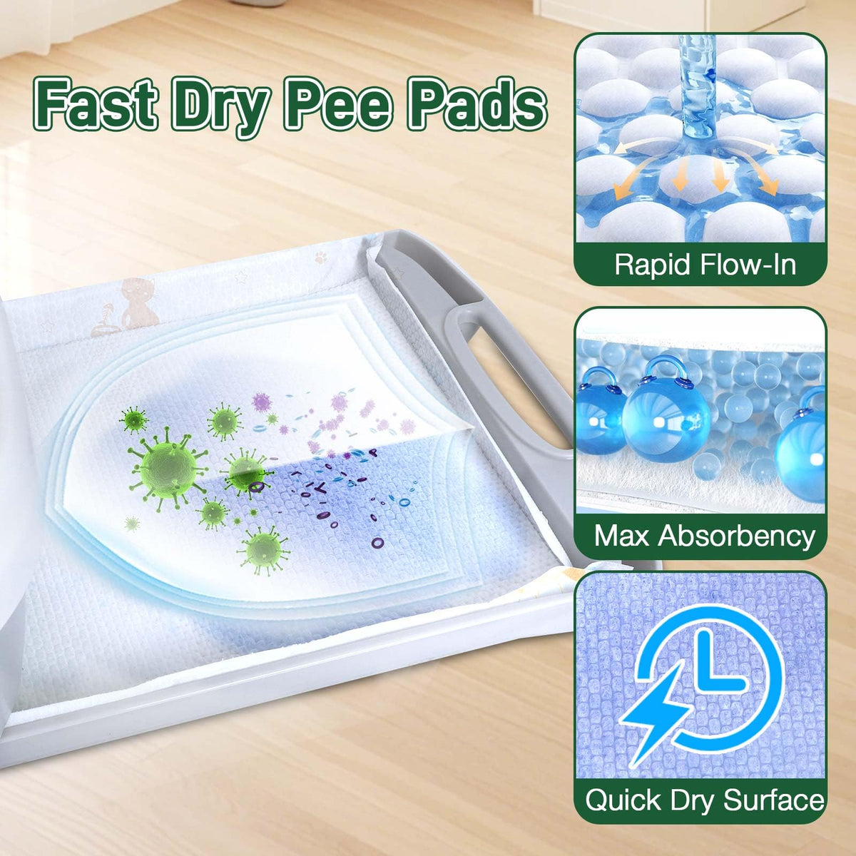 Super Absorbent Unscented Cat Litter Pads 70ct O687