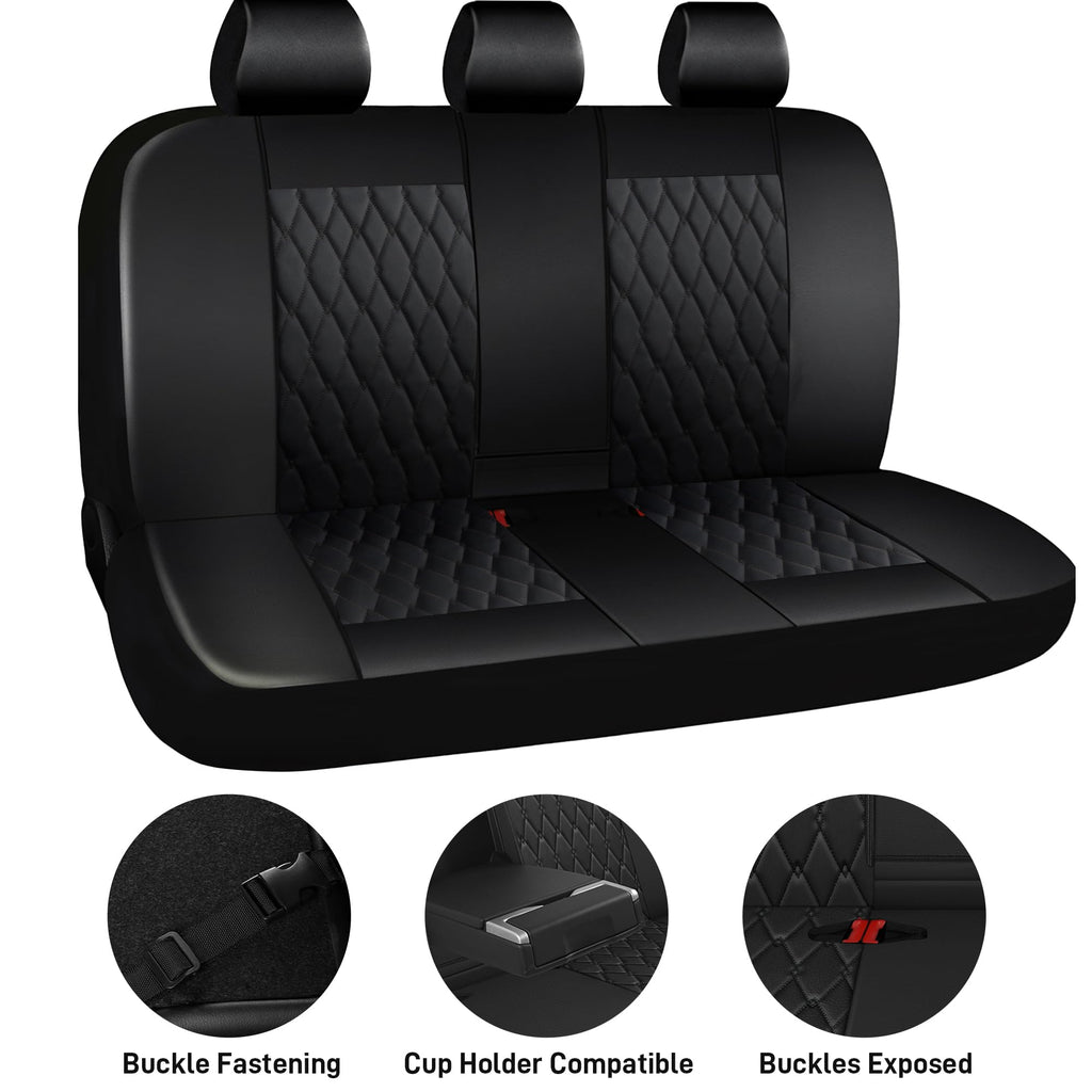 Faux Leather Car Seat Covers Full Set 5-Seat Black X5122