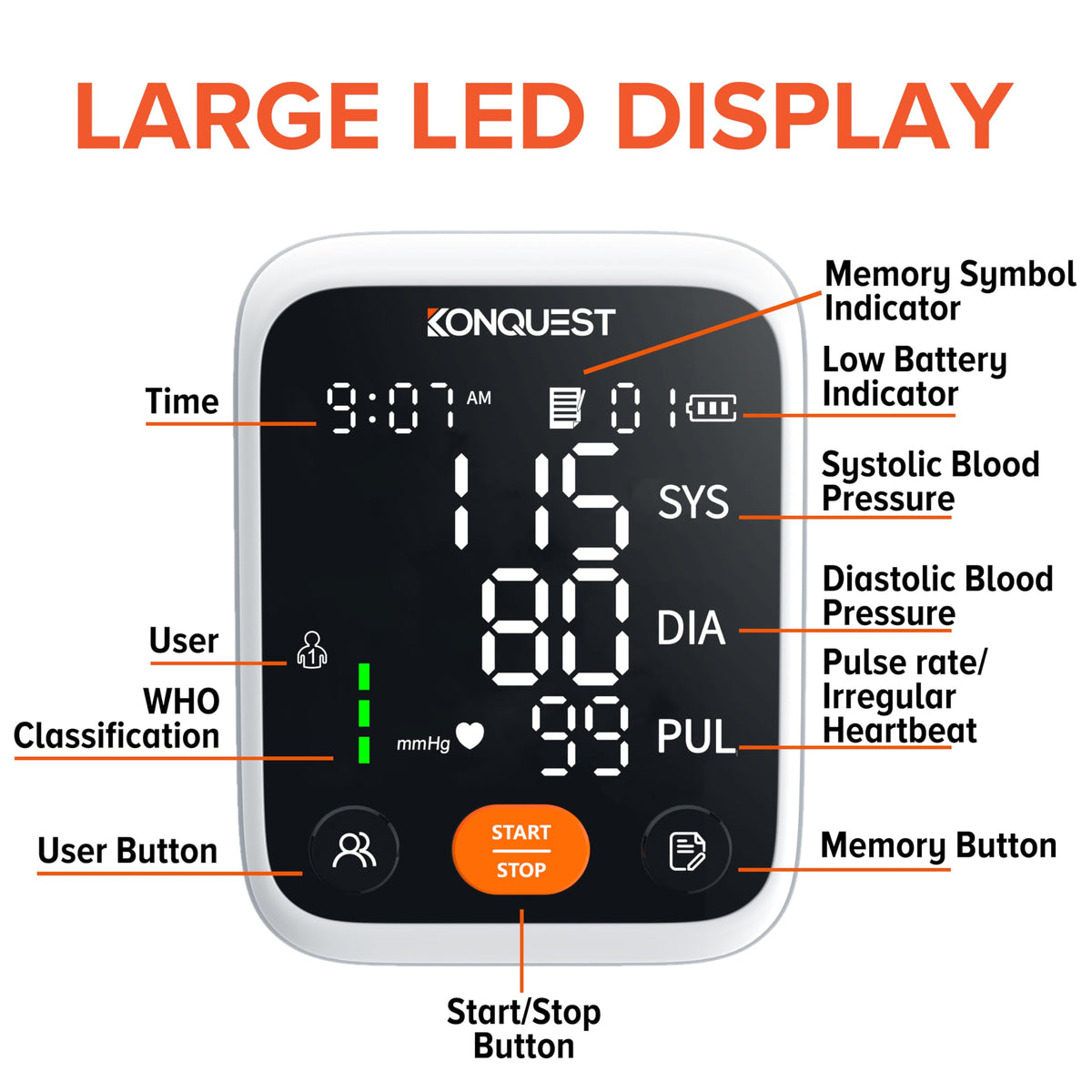 Upper Arm Blood Pressure Monitor with Adjustable Cuff X773