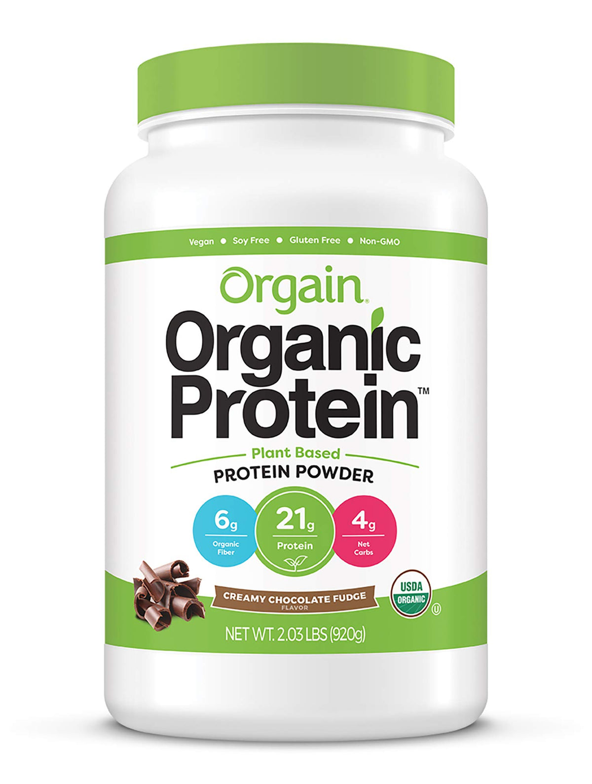 Organic Vegan Protein Powder + Greens, Vanilla Bean, 21g Plant Based Protein, 1.94lb W799493