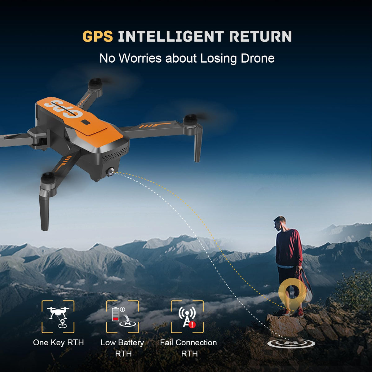 4K Camera Drone with GPS Auto Return Foldable 249g M740384