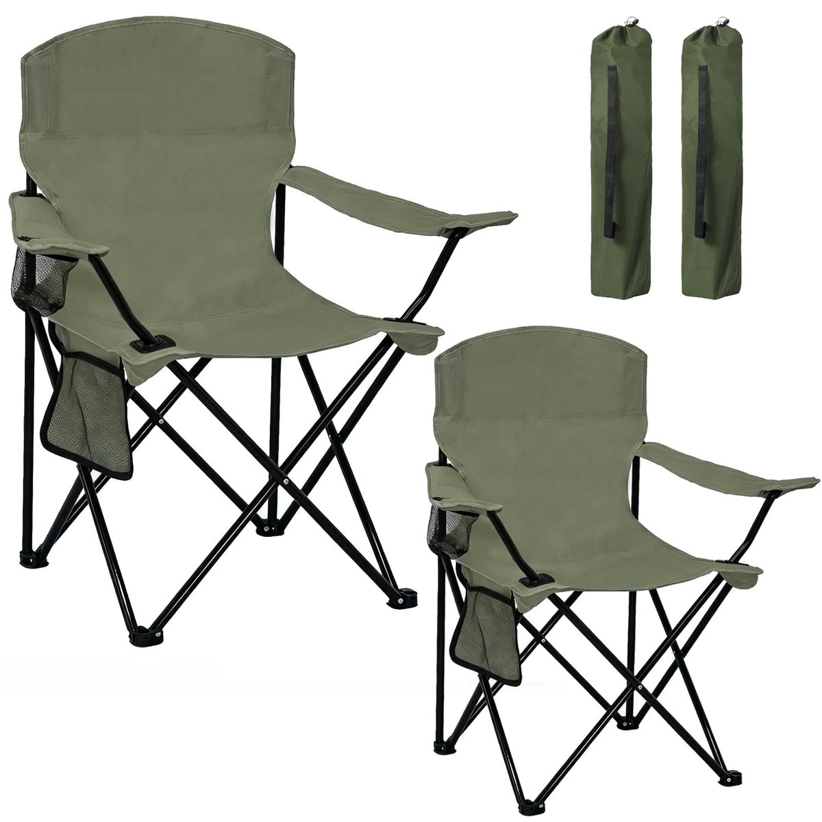 2 Pack Olive Green Portable Folding Camping Chair Z2418