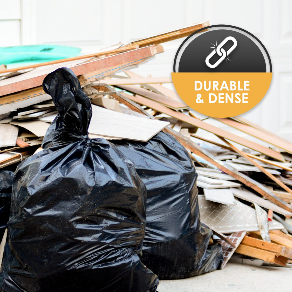 Heavy Duty 42-Gallon Contractor Trash Bags, Tear Resistant, Black, 10 Ct S10914