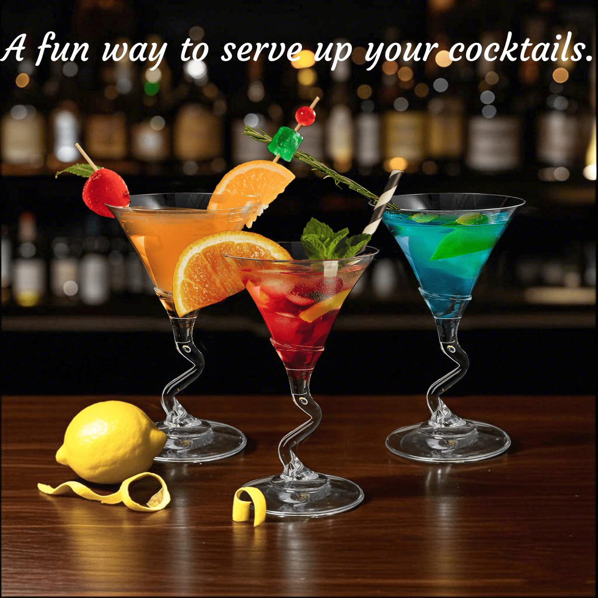 18 Pack 5 Oz Plastic Martini Glasses with Twisted Stem J9414