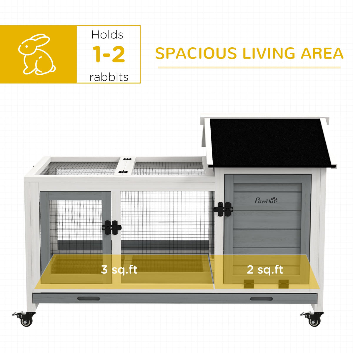 Wooden Rabbit Hutch with Wheels I2251