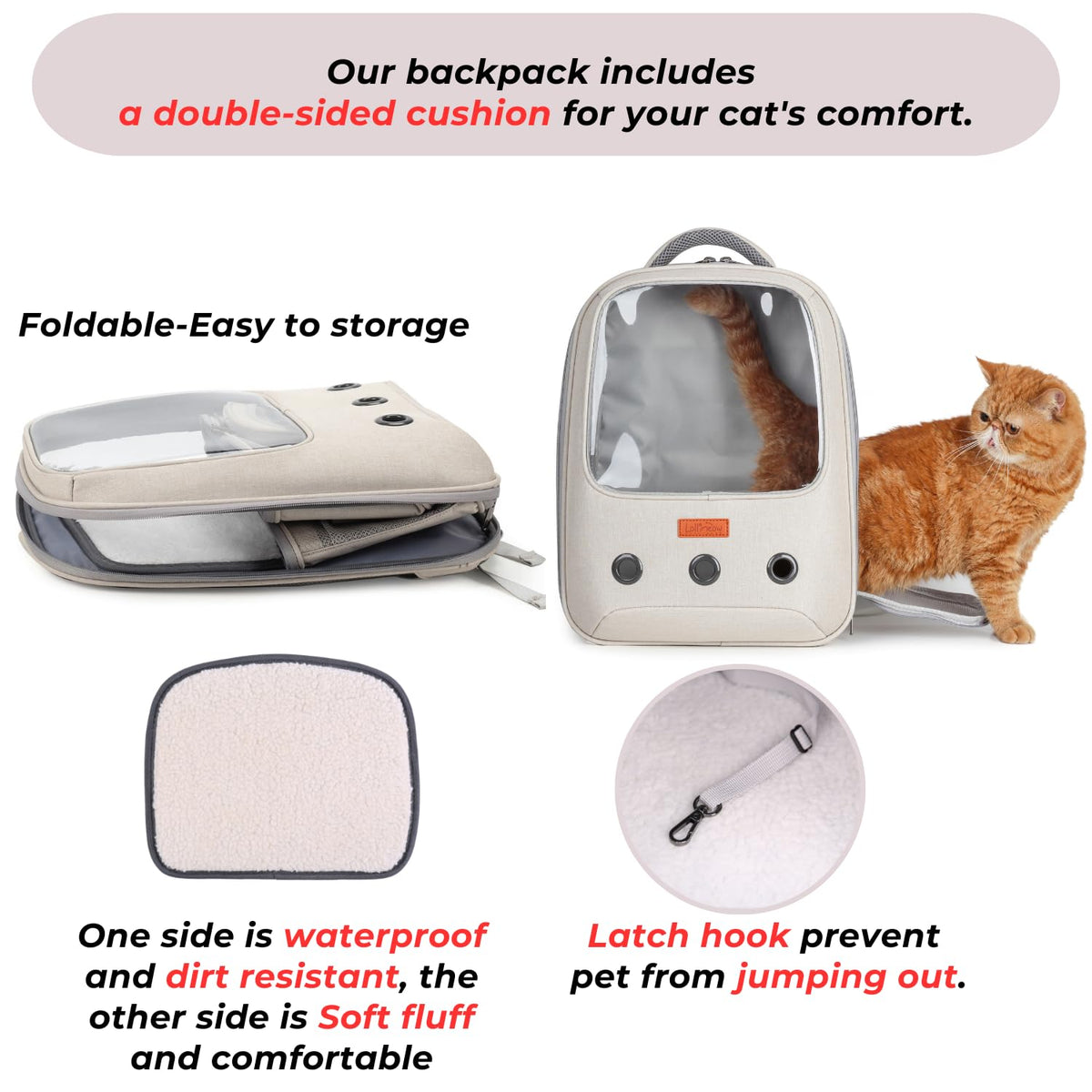 Pet Carrier Backpack, Airline-Approved (Beige) D5051