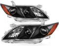 Black Housing Amber Reflector Clear Lens Headlight Assembly Pair Z964