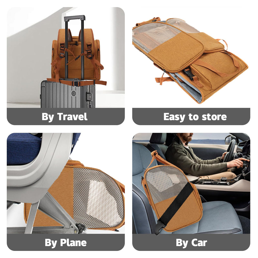 Brown Expandable Breathable Mesh Cat Carrier Backpack O68671