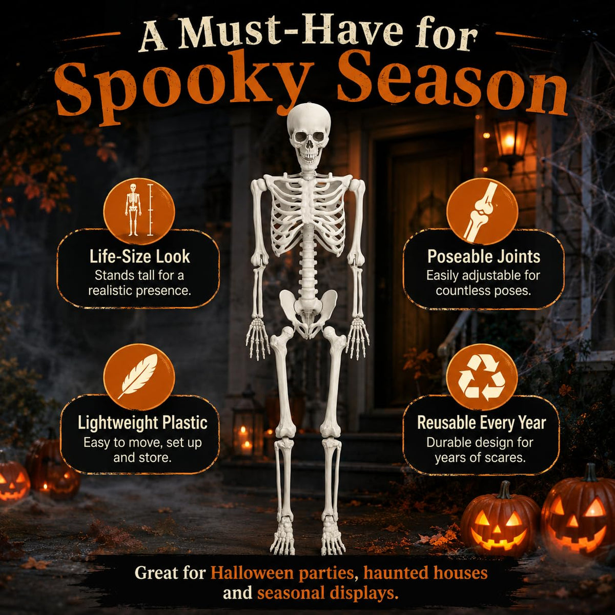 5.4 FT Poseable Skeleton H4389