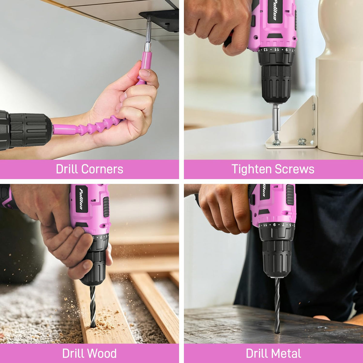 299 Piece Pink Cordless Drill Tool Set with Tool Box L270