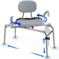 Sliding Shower Chair Tub Transfer Bench with Swivel Seat, 450lbs, Adjustable Height, Gray Q571889