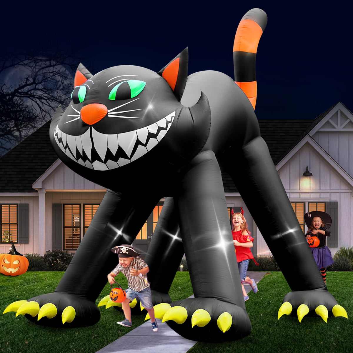 14FT Inflatable Black Cat Halloween Decoration with 7 LED H21859