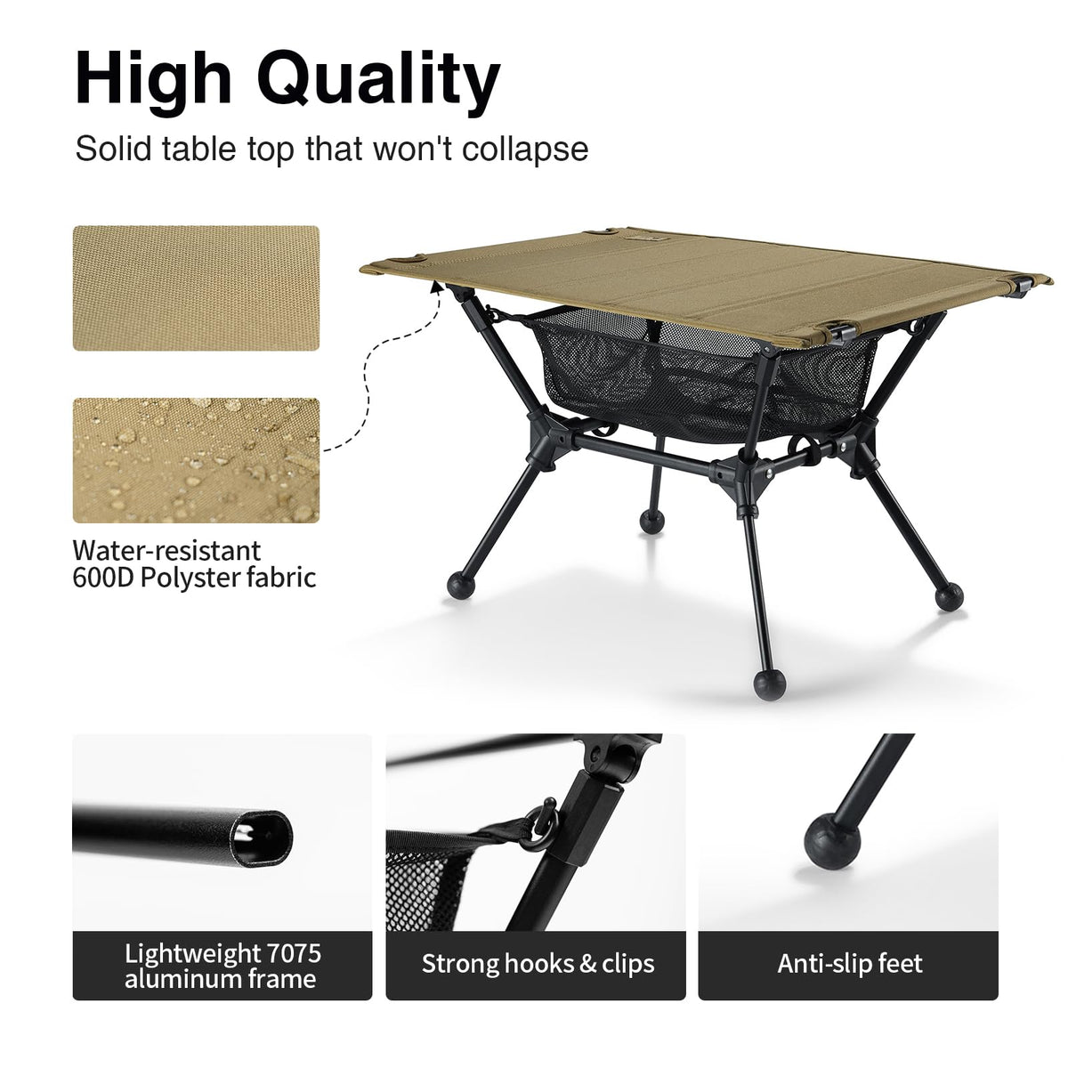 Lightweight Portable Folding Camping Table with Mesh Storage Net K153