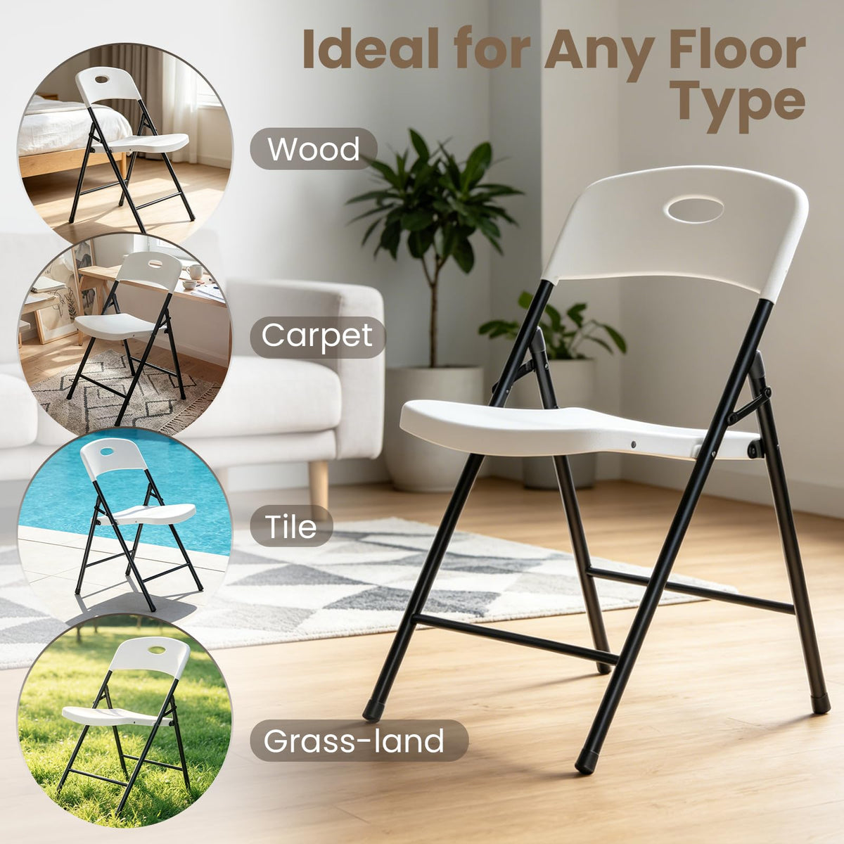 White 6 Pack Heavy Duty Folding Chairs P574