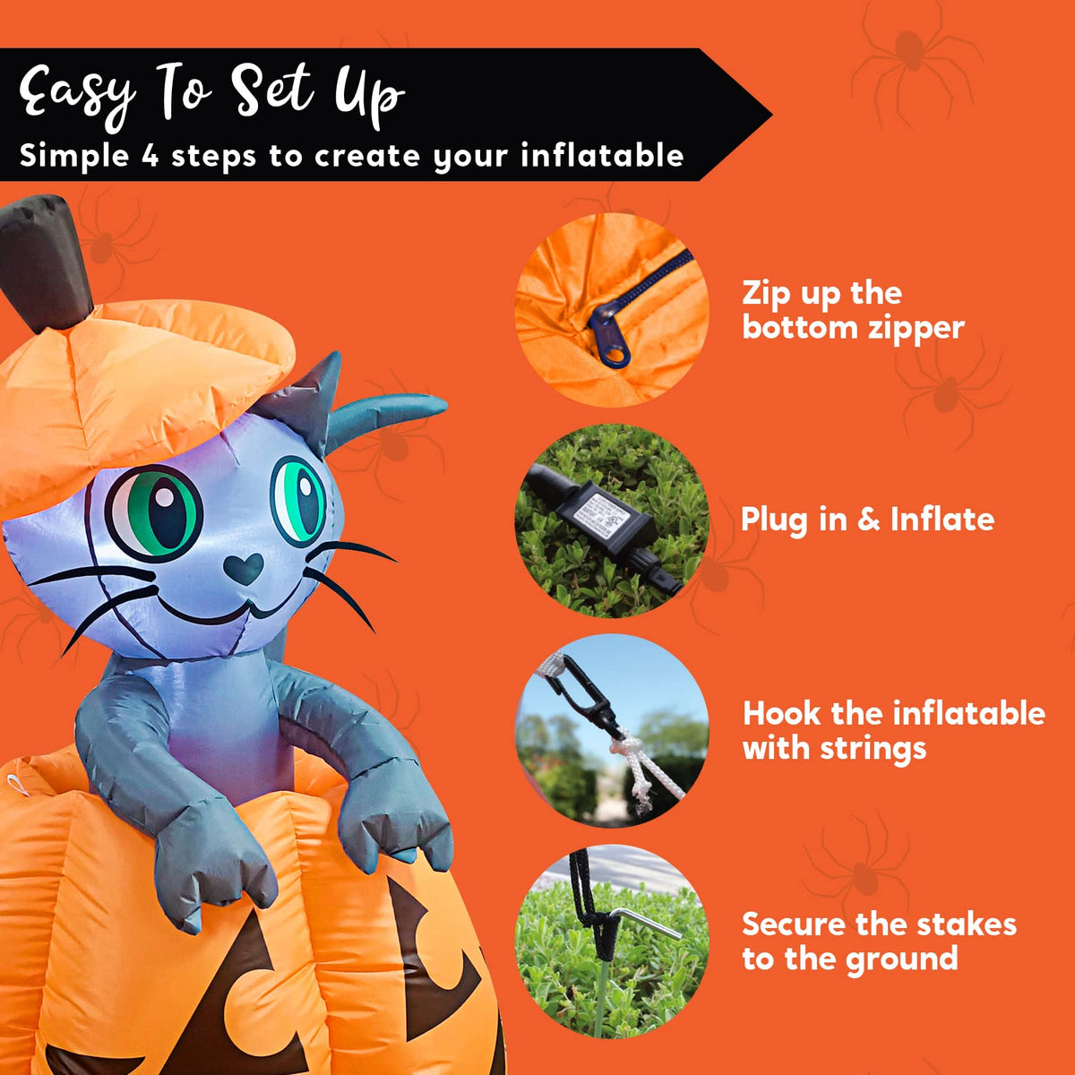 5 FT Animated Pumpkin Inflatable with LEDs G608848