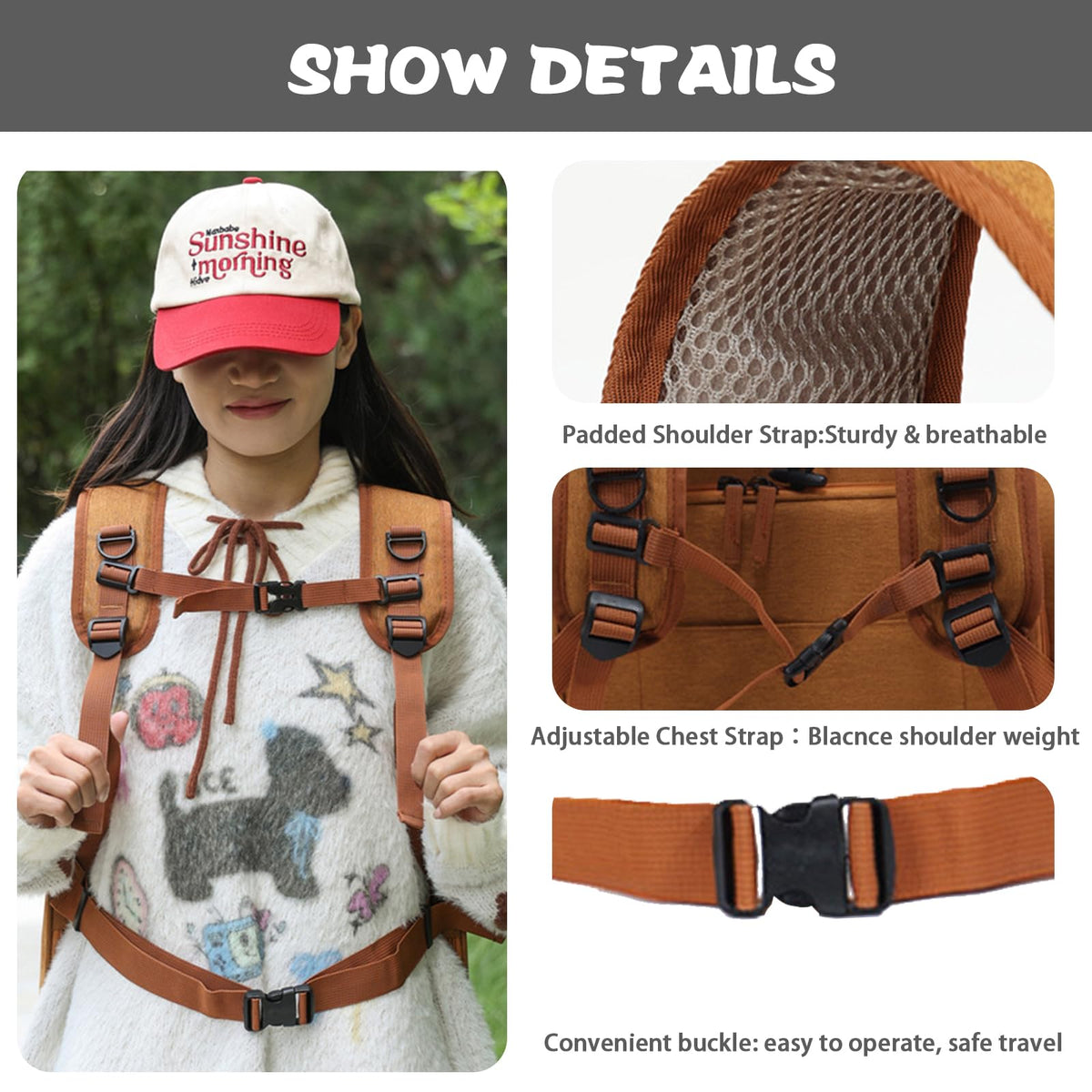 Brown Expandable Breathable Mesh Cat Carrier Backpack O68671