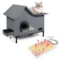 Heated Weatherproof Cat House with Heating Pad F58419