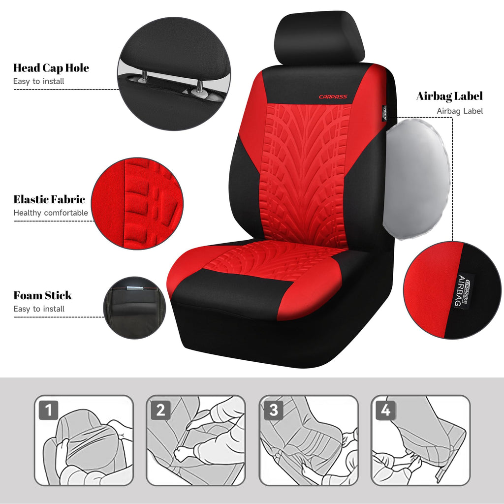 Car Seat Covers Full Sets Black Red T405003