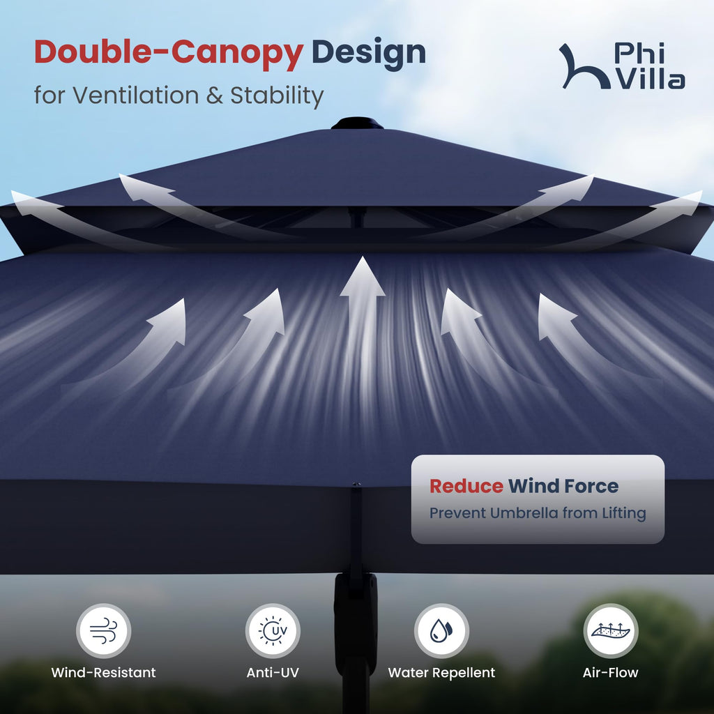 9'x12' Navy Cantilever Patio Umbrella with Base A988060