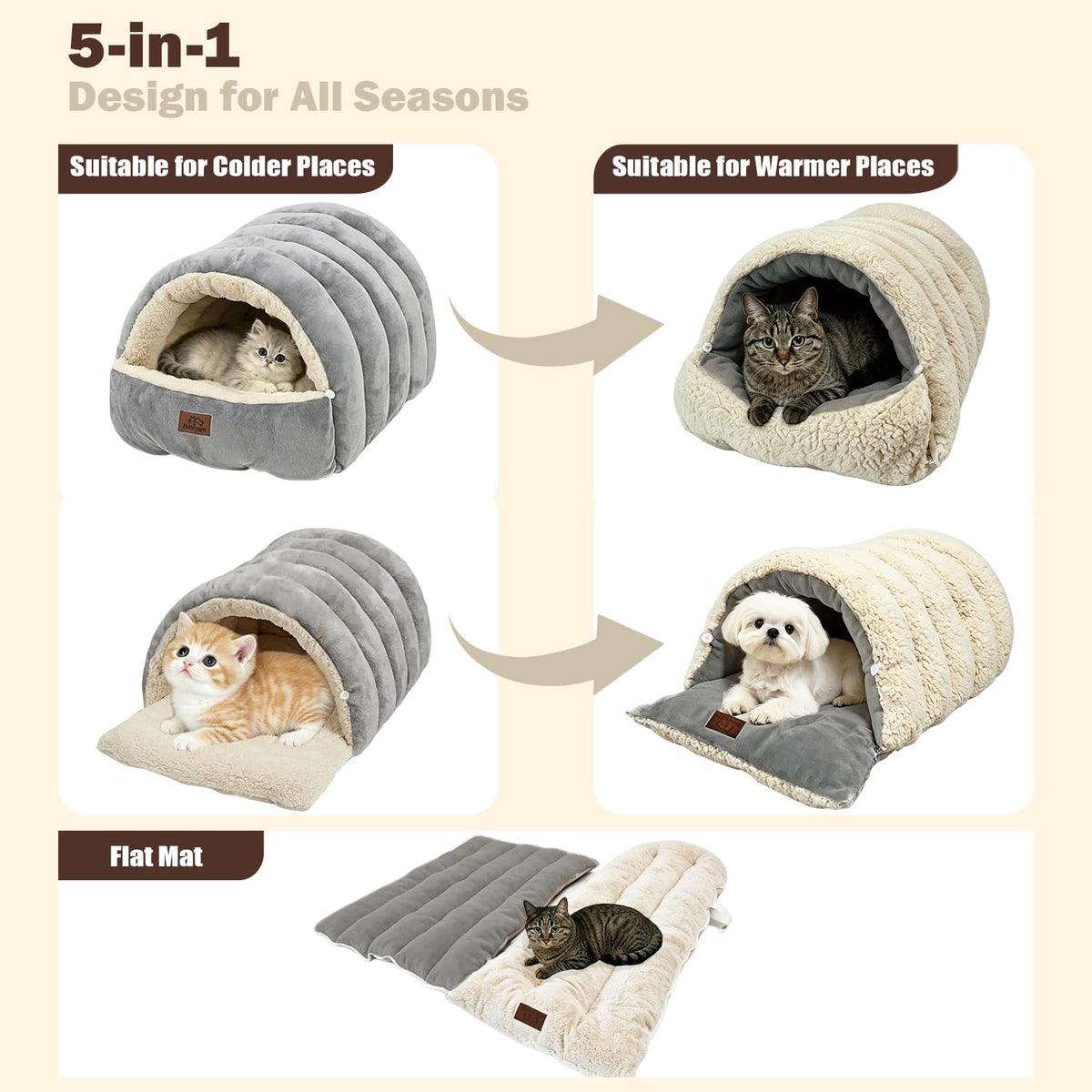 Covered Cat Bed Cave Grey P956