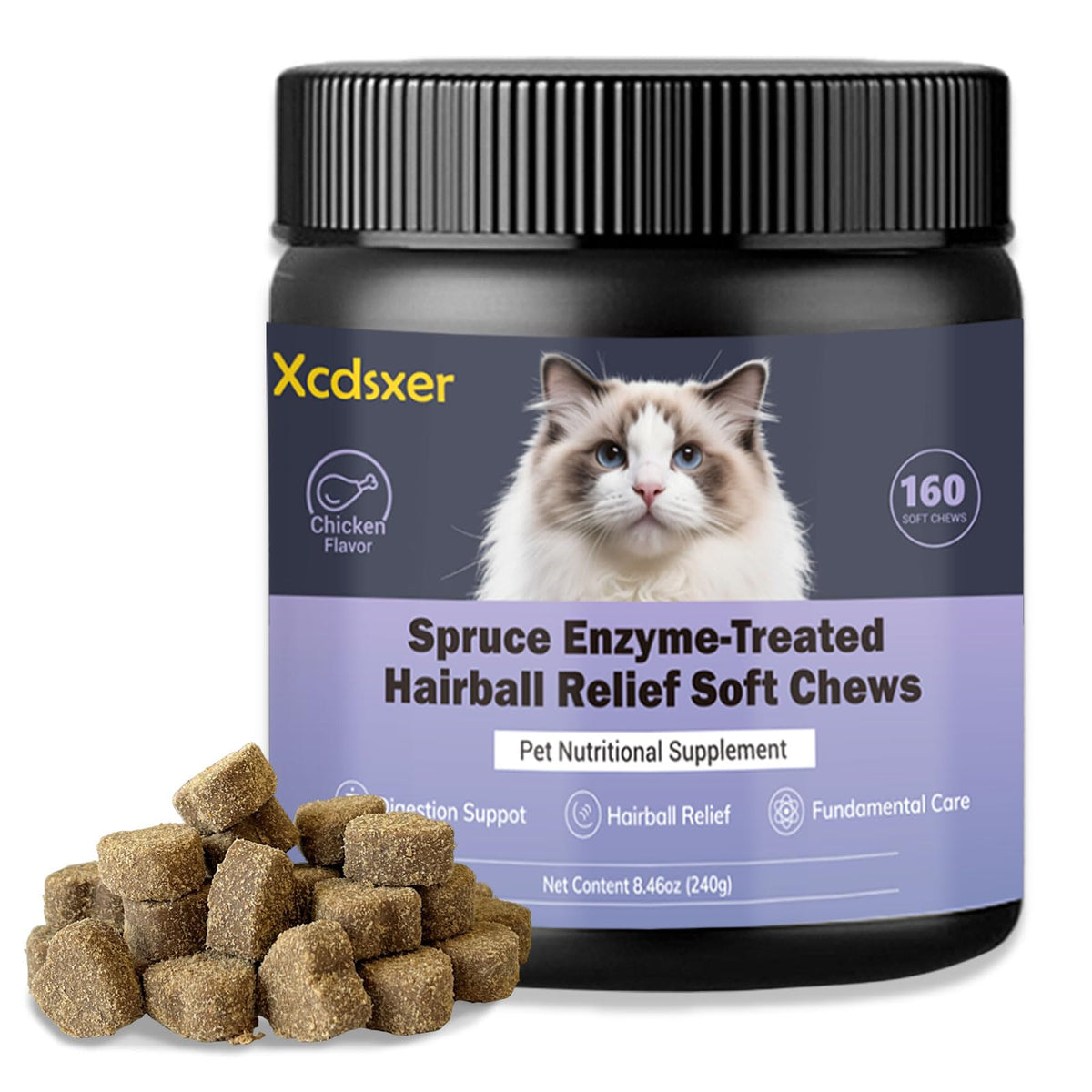 Chicken Flavor Soft Chews Hairball Aid Supplement for Cats S465