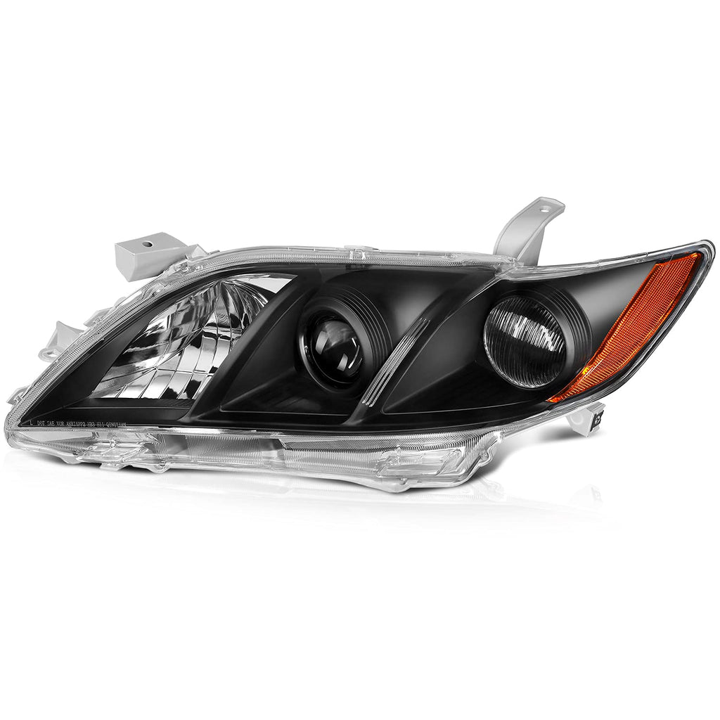 Black Housing Amber Reflector Clear Lens Headlight Assembly Pair Z964